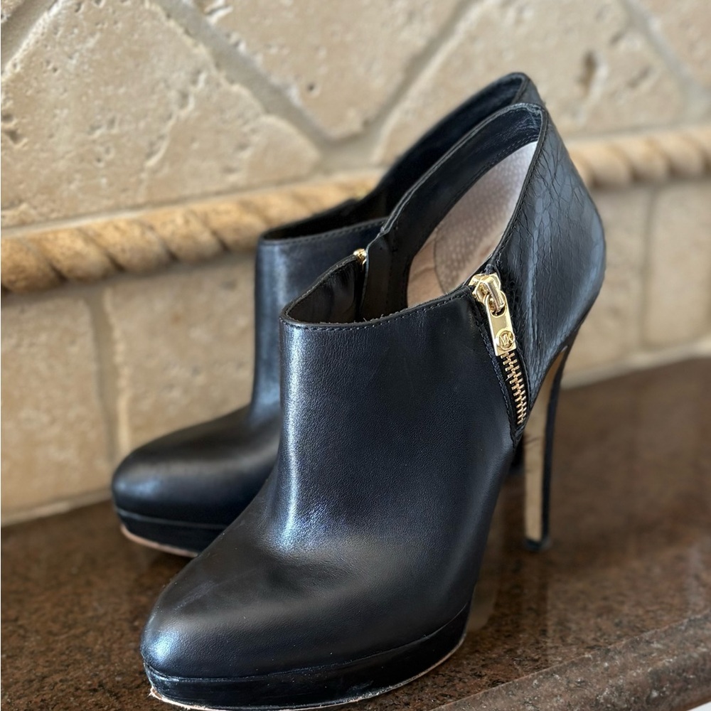 Michael Kors Black and Gold Heeled Boots